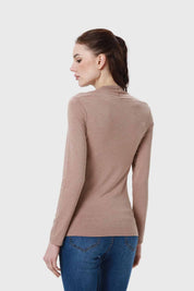 Polera Mujer Aplicación Cuello Café