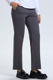 Pantalón Mujer Aplicación Hebilla Gris Oscuro