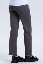 Pantalón Mujer Aplicación Hebilla Gris Oscuro