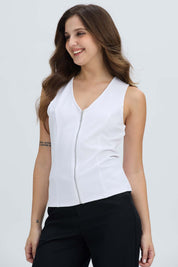 Polera Mujer Cierre Delantero Blanco Blanco / XXL