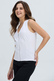 Polera Mujer Cierre Delantero Blanco Blanco / XXL