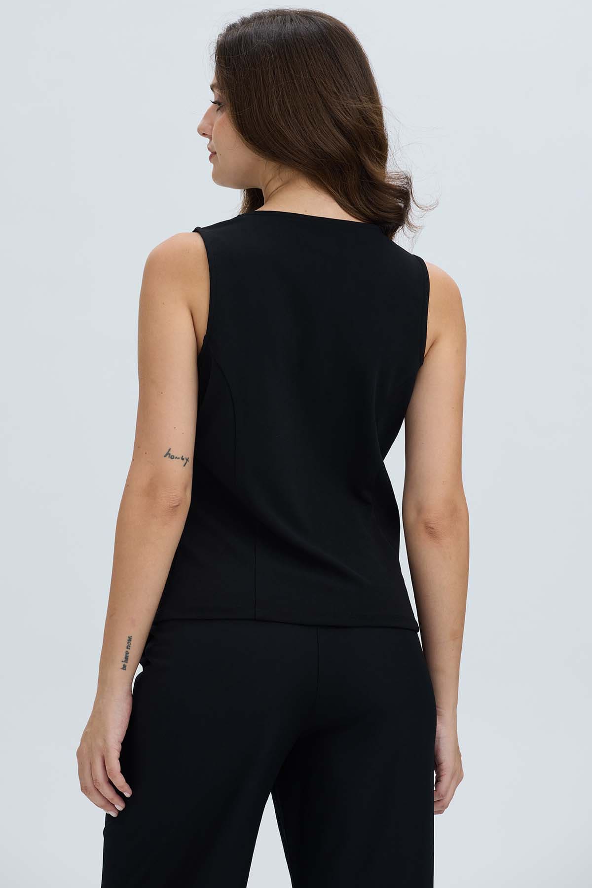 Polera Mujer Cierre Delantero Negro Negro / XXL