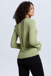 Polera Mujer Rib Lisa Verde Musgo