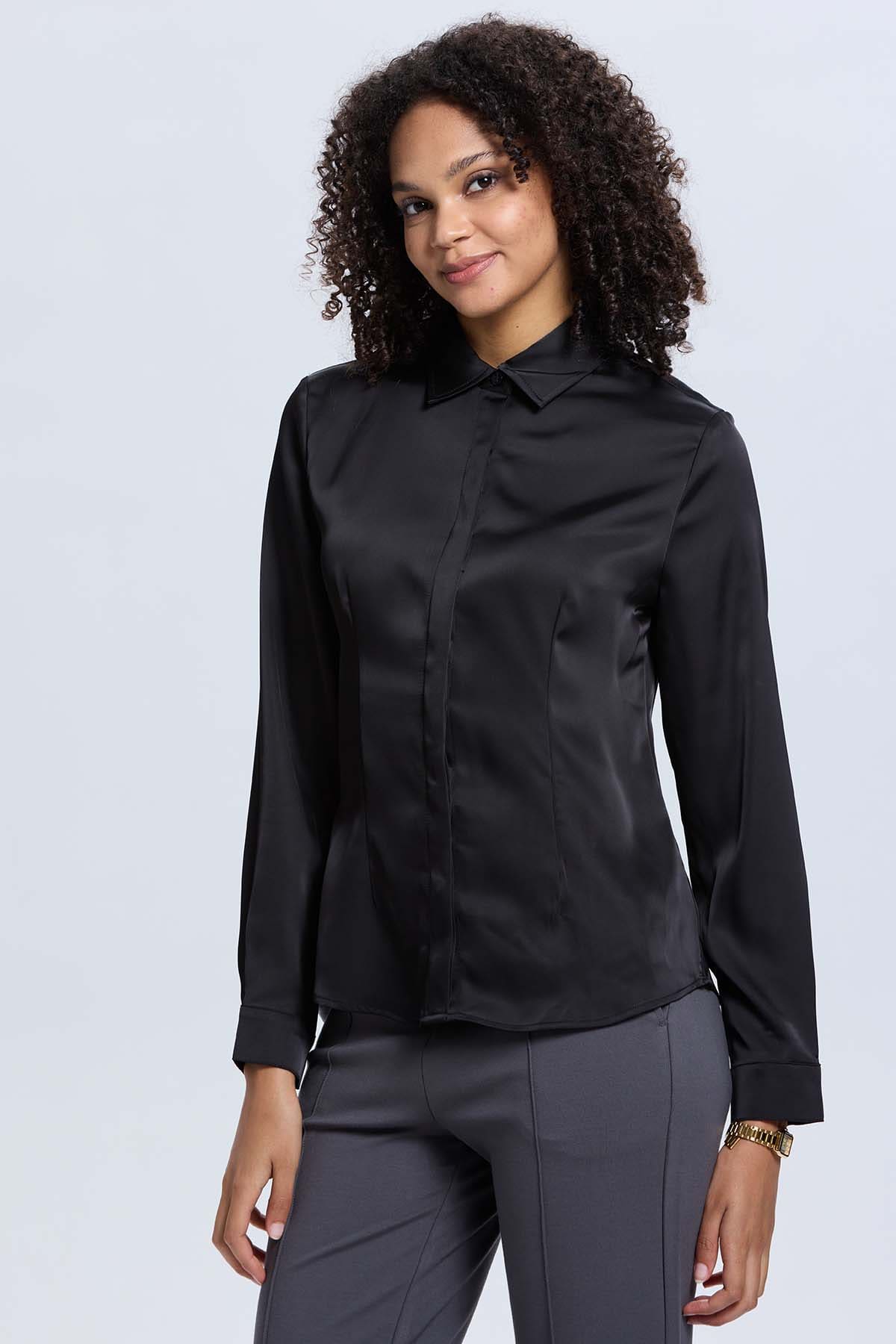 Blusa Mujer Abotonada Negro