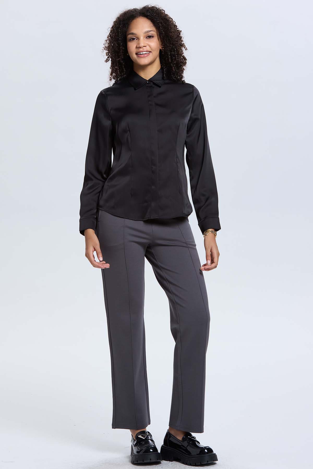 Blusa Mujer Abotonada Negro