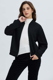 Polerón Mujer Liso Estilo Bomber Negro