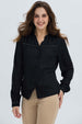 Blusa Mujer Abotonada Aplicación Negro