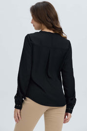 Blusa Mujer Abotonada Aplicación Negro