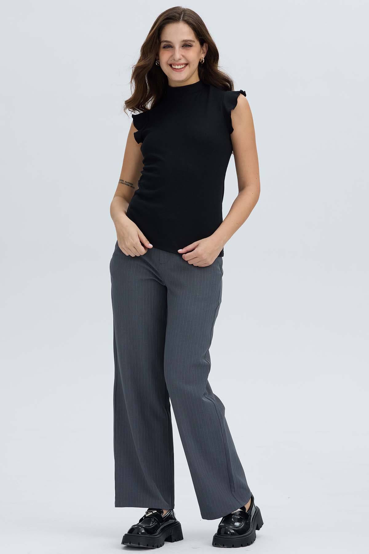 Polera Mujer Rib Terminaciones Negro Negro / XXL