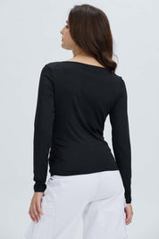 Polera Mujer Drapeado Delantero Negro