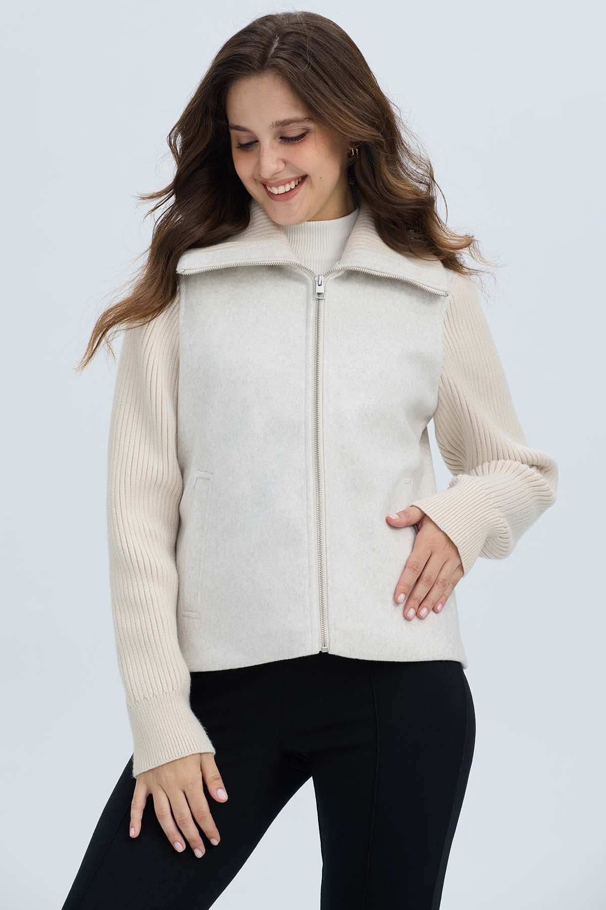 Chaqueta Mujer De Paño Beige
