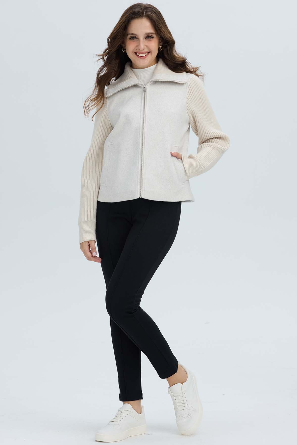 Chaqueta Mujer De Paño Beige