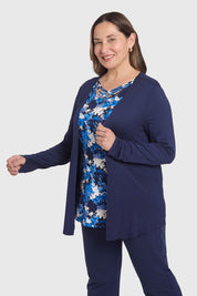 Polera Mujer Evasé Con Aplicación Escoces Azul