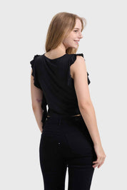 Polera Mujer Vuelos Negro