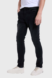 Jeans Hombre Skinny Rotura Negro