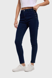 Jeans Mujer Skinny Ojetillo Azul