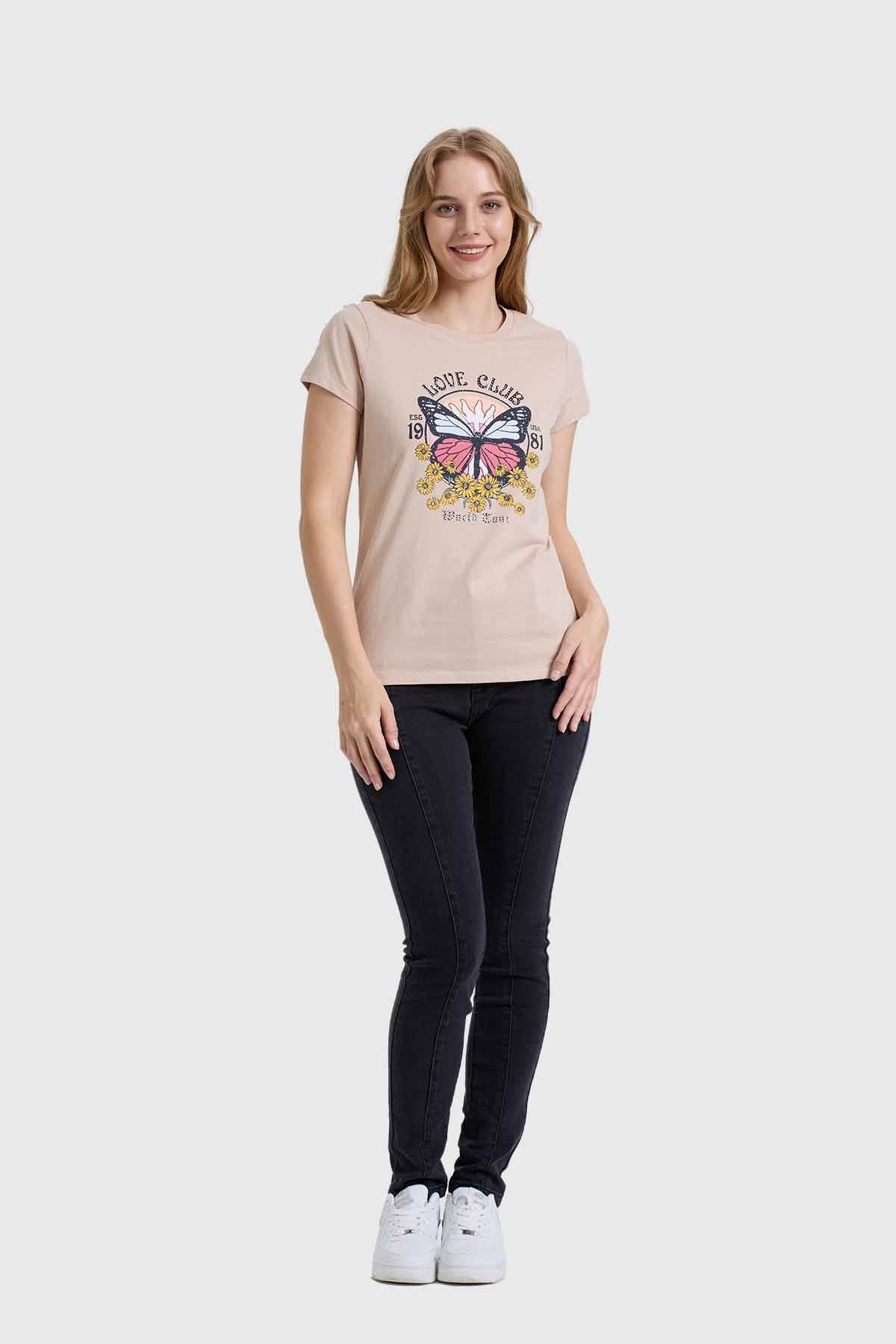 Polera Mujer Básica Print Beige