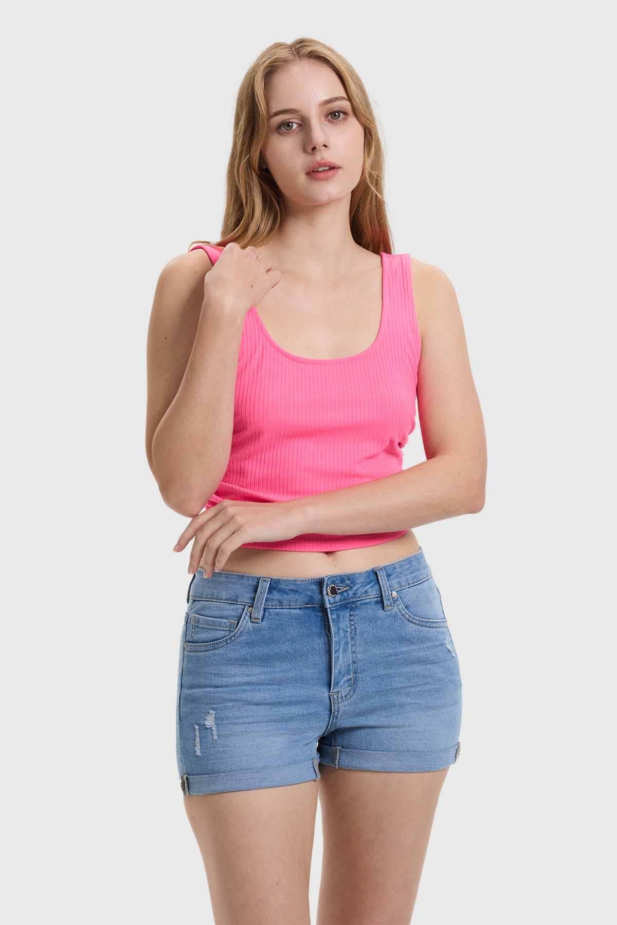 Polera Mujer Recojido Fucsia Flúor