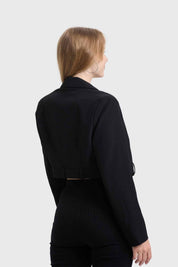 Blazer Mujer Crop Botón Negro