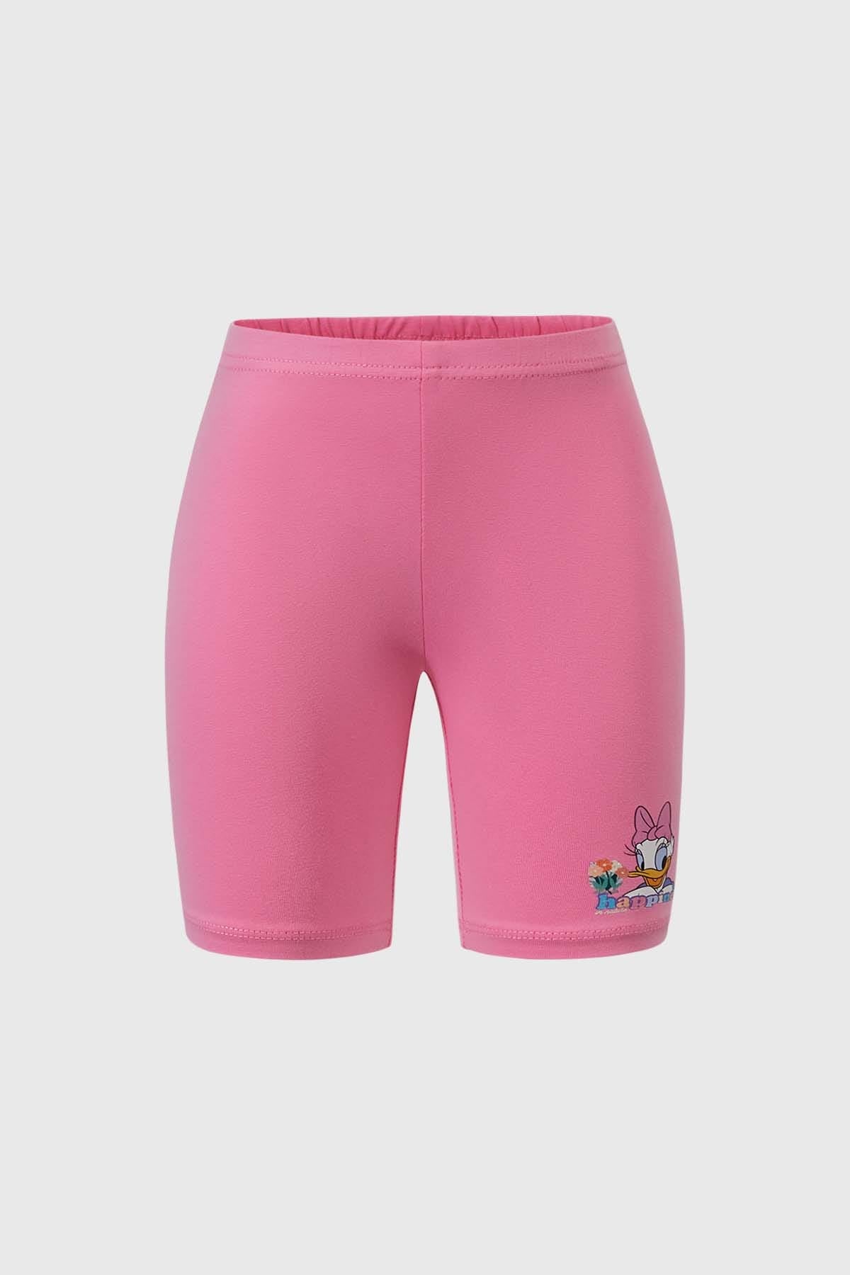 Calza rosada para niña con estampado de Mickey y sus amigos.