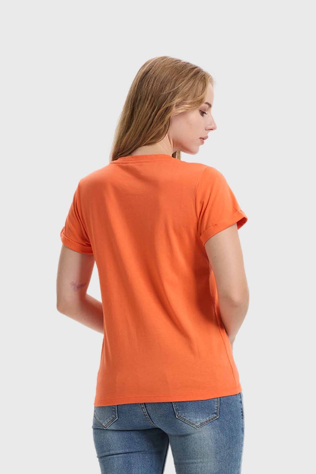 Polera Mujer Gráfica Roll Up Naranjo