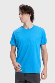 Polera Hombre Con Bolsillo Celeste