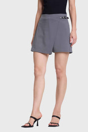 Falda Short Mujer Aplicación Lateral Cintura Gris