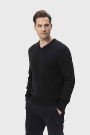 Sweater Hombre Cuello V Básico Negro