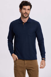 Polera Hombre Piqué Básica Azul