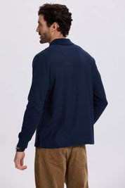 Polera Hombre Piqué Básica Azul