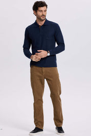 Polera Hombre Piqué Básica Azul