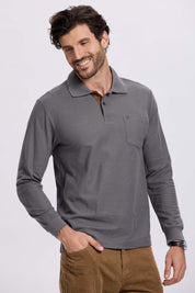 Polera Hombre Piqué Básica Gris