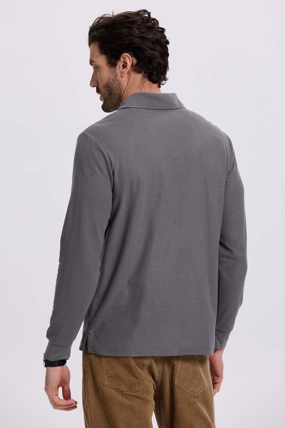 Polera Hombre Piqué Básica Gris