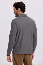 Polera Hombre Piqué Básica Gris