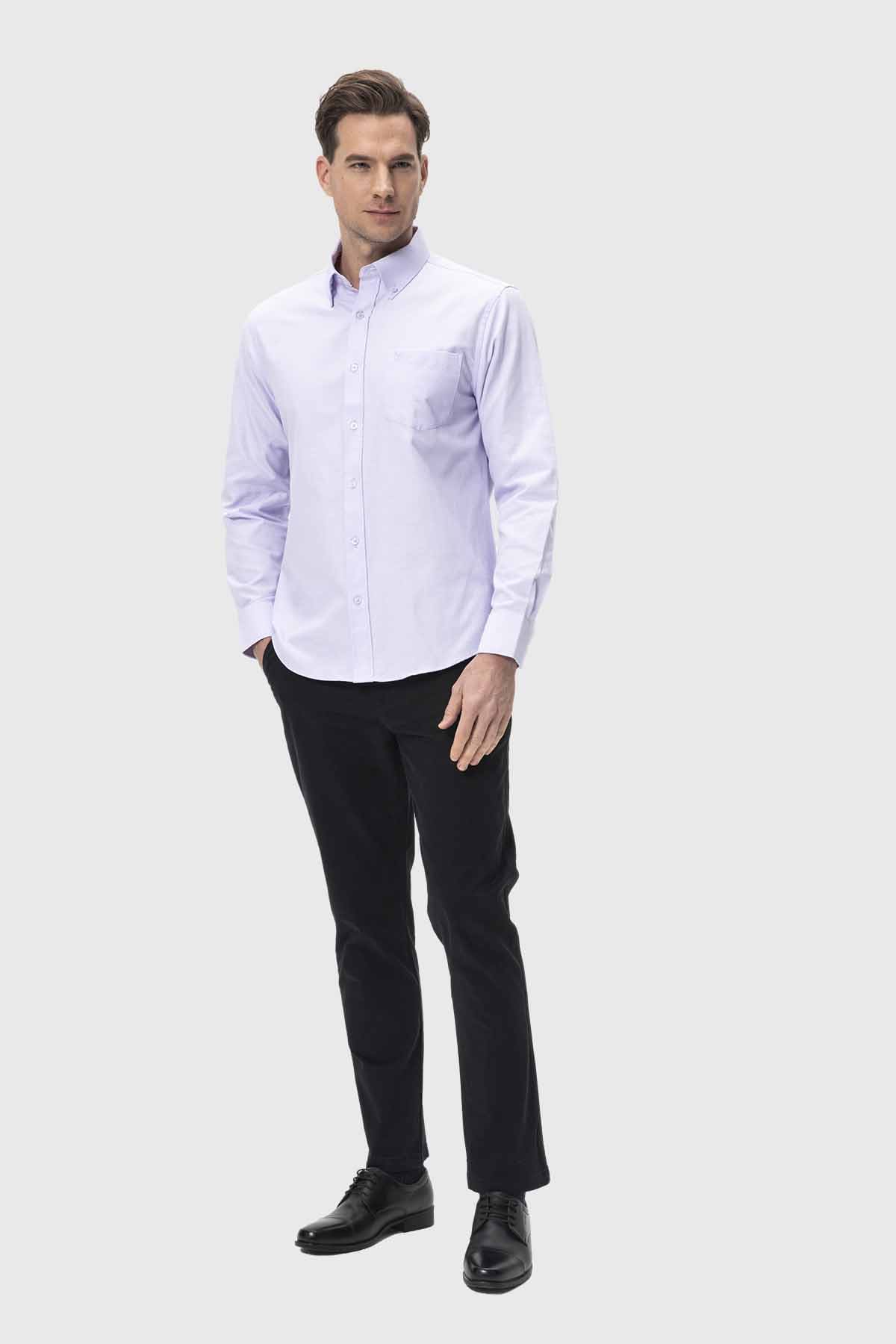 Camisa Hombre Oxford Lila