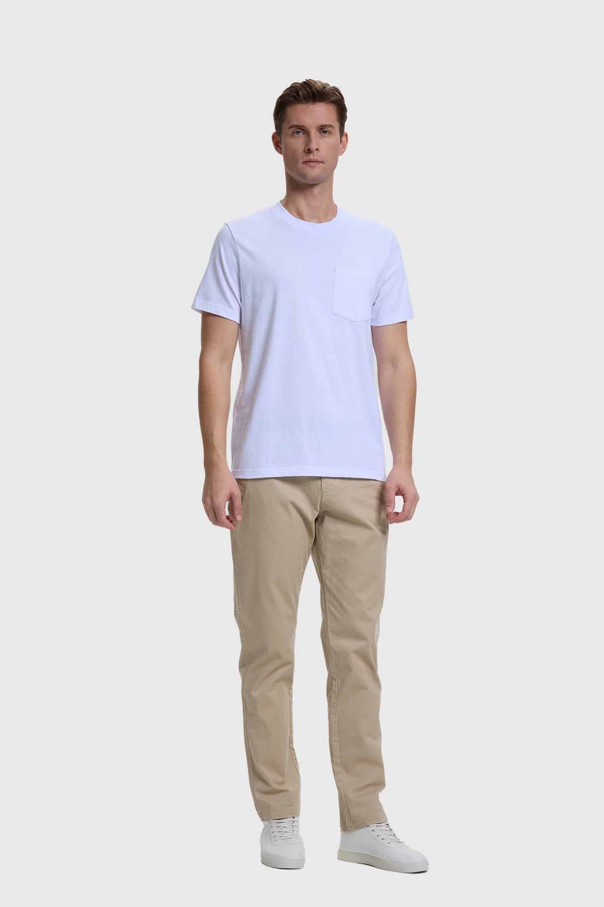 Polera Hombre Básica Con Bolsillo Blanco