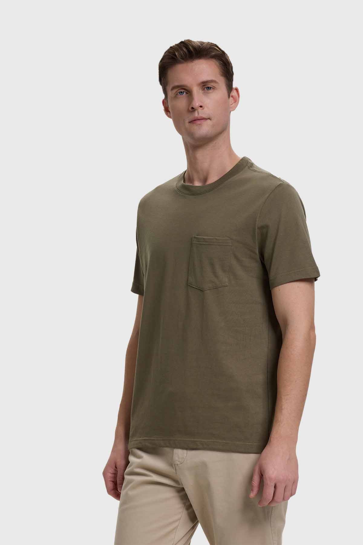 Polera Hombre Básica Con Bolsillo Verde