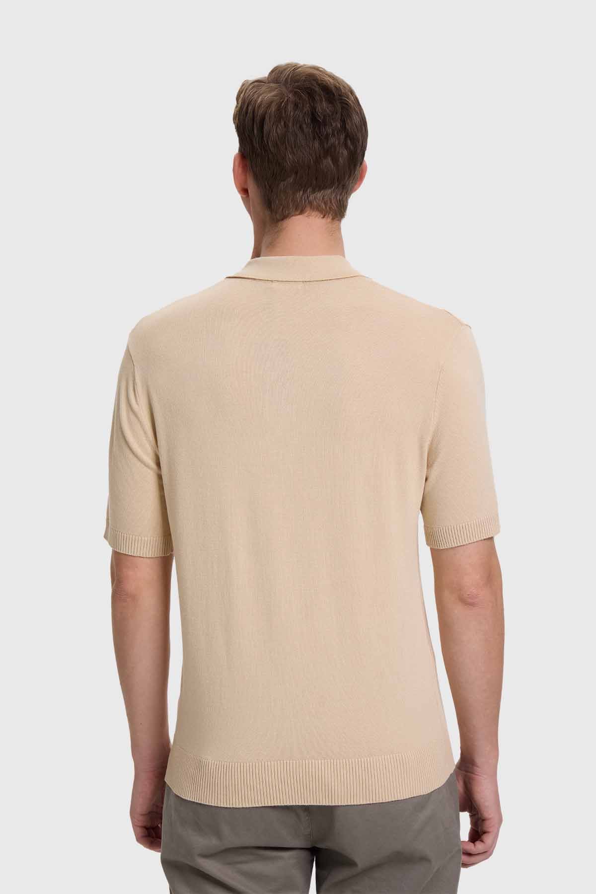Polera Hombre Textura Linea Beige