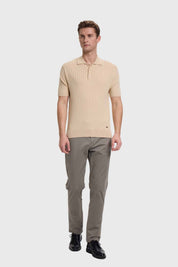 Polera Hombre Textura Linea Beige