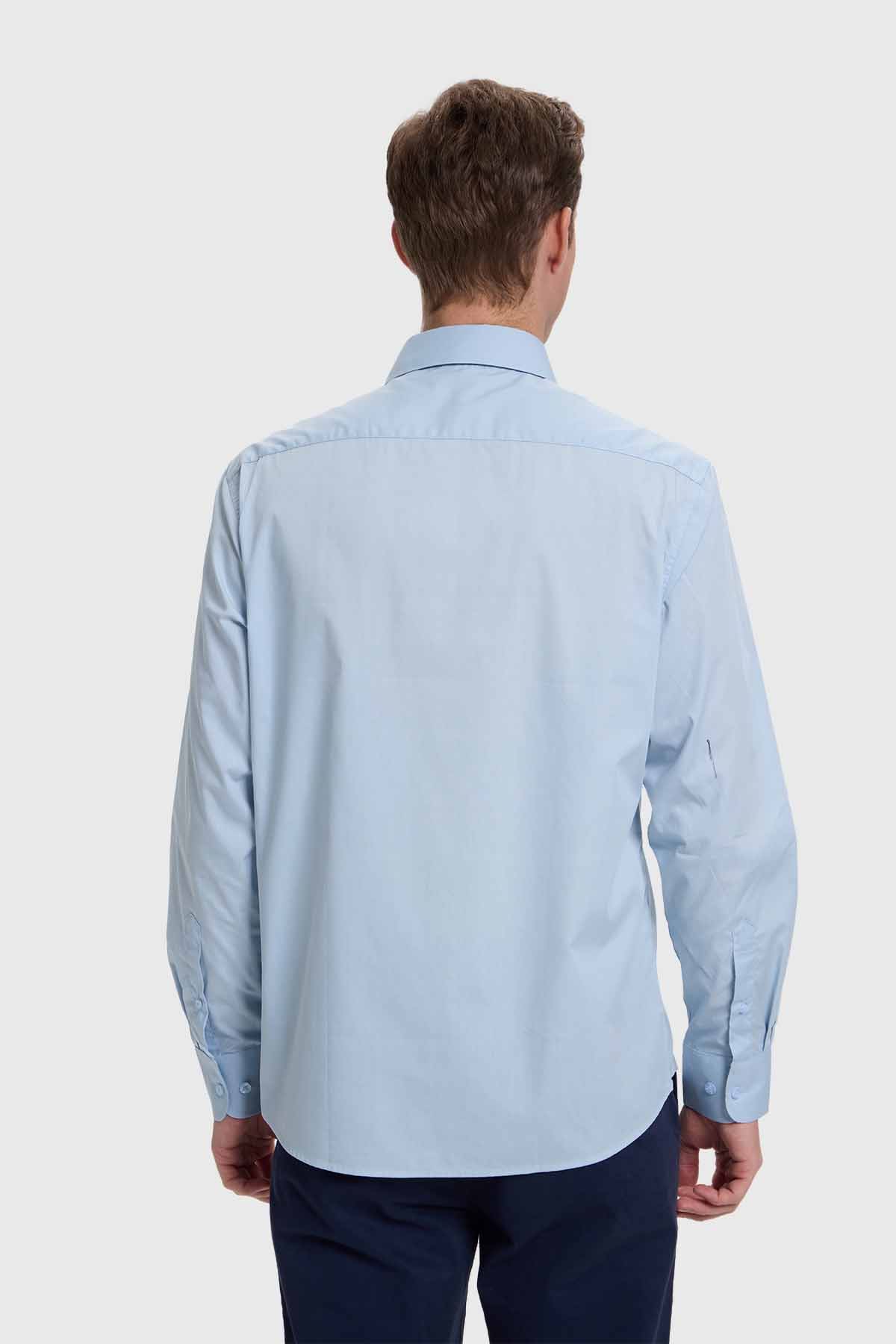 Camisa Hombre Cuello Italiano Celeste