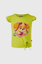 Polera verde para niña con diseño de Paw Patrol y estampado de Skye.