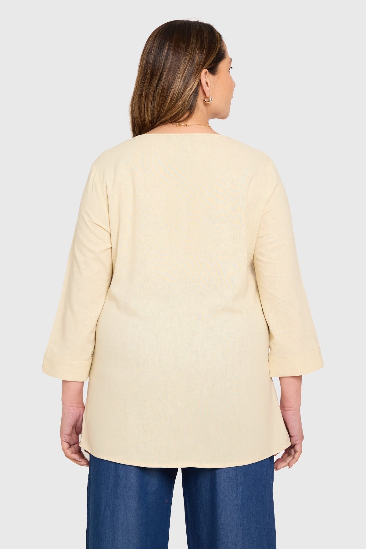 Blusa Mujer Lino Roll Up Beige
