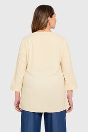 Blusa Mujer Lino Roll Up Beige