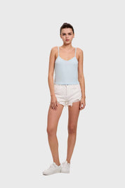 Polera Mujer Pabilo Crop Celeste