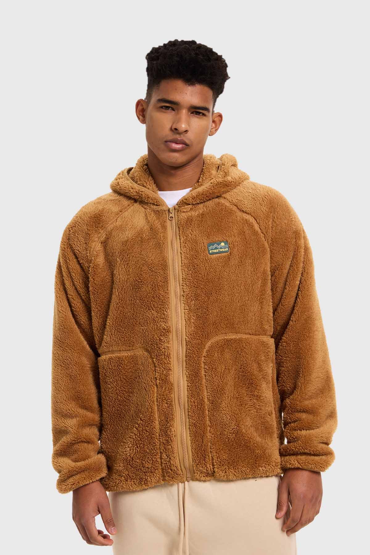 Buzo Basico Buzo Peludo Hombre Polar Hombre Peludo Café