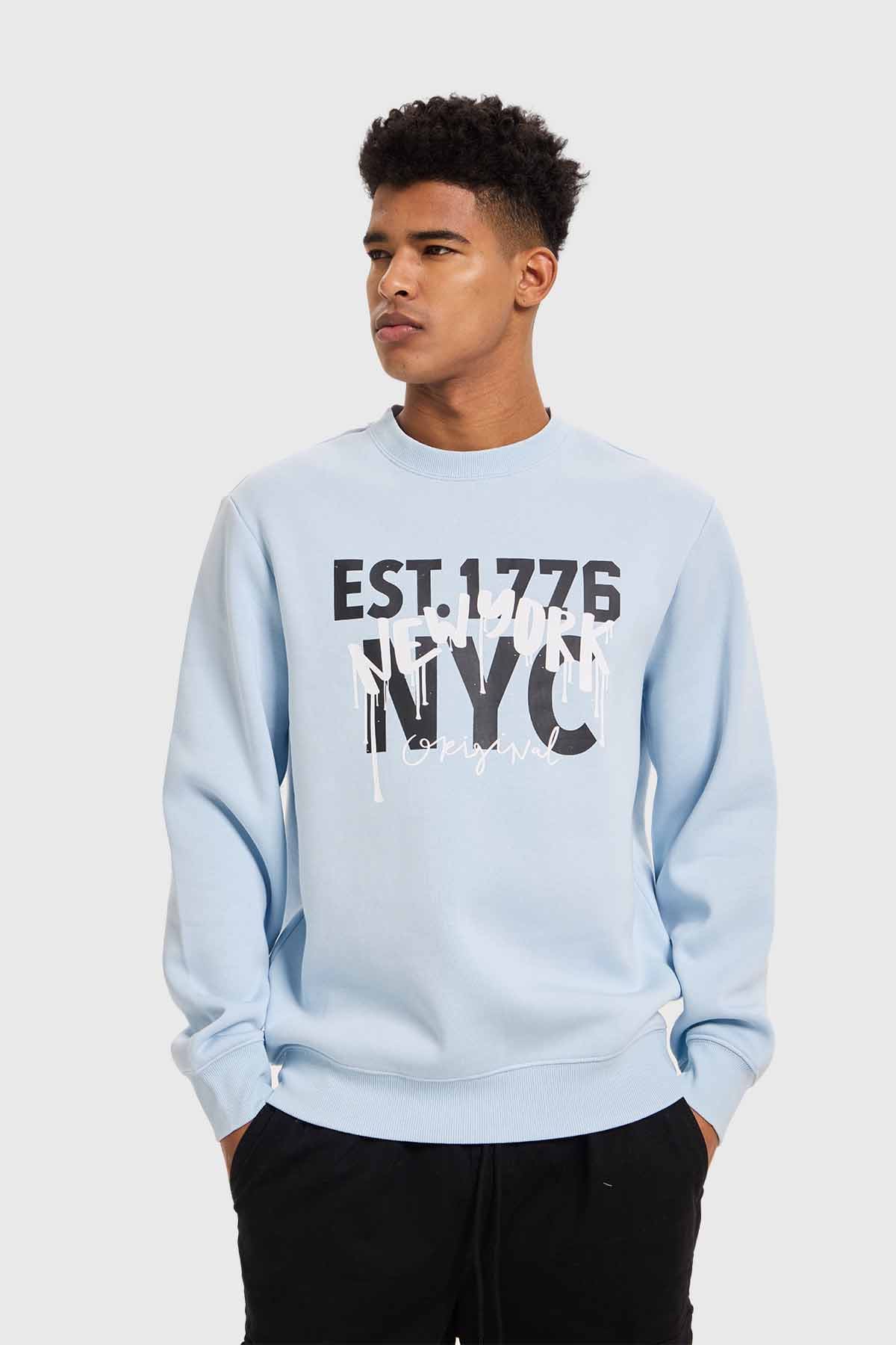 Polerón Hombre College Graffiti Celeste Celeste / S