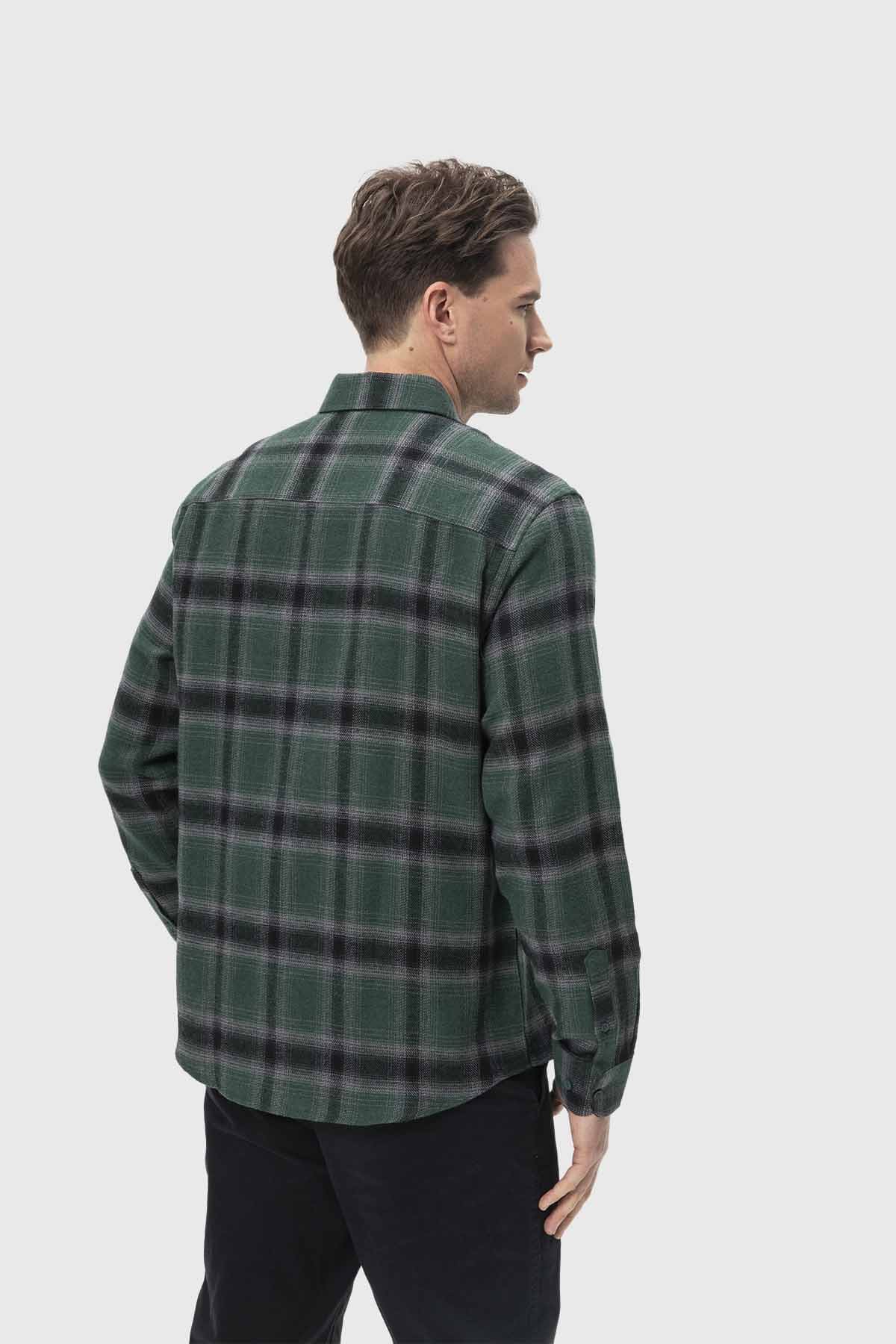 Camisa Hombre Cuadros Verde Verde / L