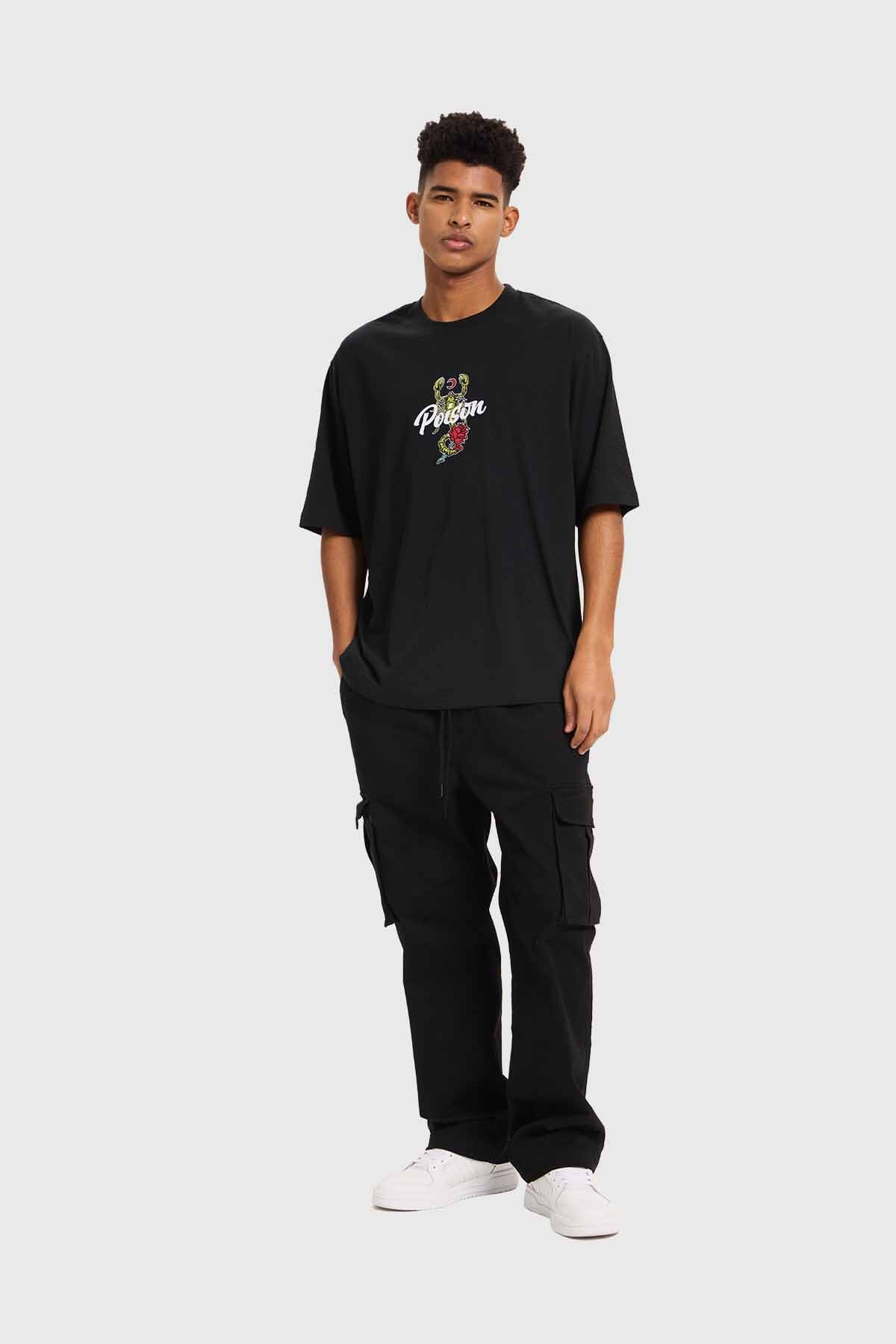 Polera Hombre Doble Print Negro Negro / M