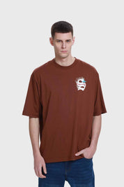 Polera Hombre Doble Print Texto Chocolate Chocolate / L