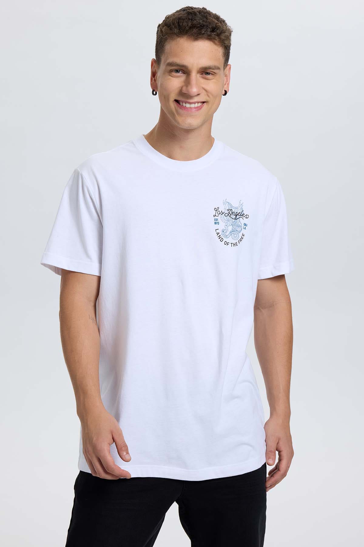 Polera Blanca Poleras Hombre Xl Polera Hombre Doble Print Blanco